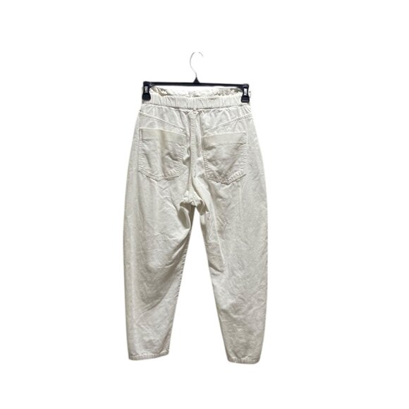 Zara Barrel Leg Paper Bag Waist Corduroy Pants White Size 4 Minimalist Neutral - Picture 10 of 12